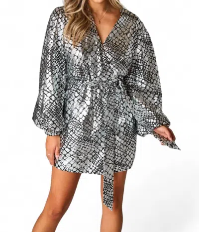 Buddylove Adeline Short Wrap Dress In Pearl River In Silver