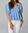 Buddylove Alana Puff Sleeve Peplum Top In Nantucket In Red