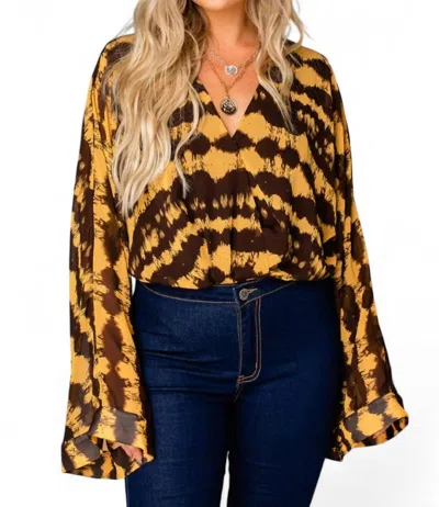 Buddylove Ariana Kimono Sleeve Bodysuit In Radioactive In Multi