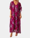 BUDDYLOVE ATLAS SEQUIN CAFTAN DRESS IN RED SANGRIA