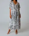 Buddylove Atlas Sequin Caftan Maxi Dress In Overcast In Grey