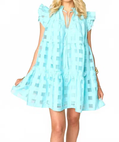 Buddylove Aubrey Ruffle Shoulder Short Dress In Sky In Multi