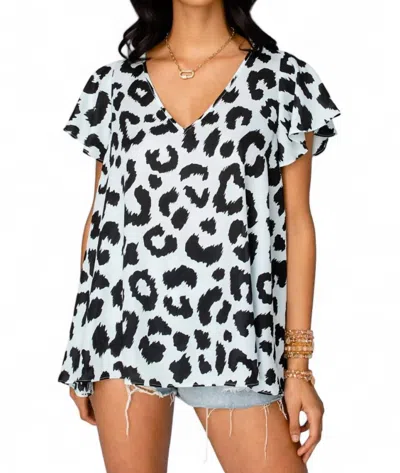 Buddylove Avril Flutter Sleeve V-neck Top In Alpine In Green