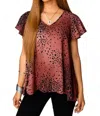 Buddylove Avril Flutter Sleeve V-neck Top In Puma In Multi