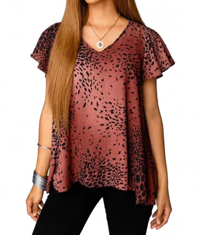 Buddylove Avril Flutter Sleeve V-neck Top In Puma In Multi