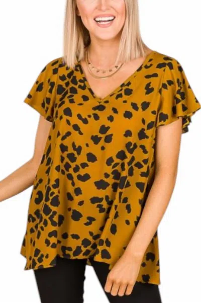 Buddylove Avril Poker Top In Cheetah In Yellow