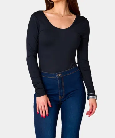 Buddylove Benny Scoop Neck Bodysuit In Black