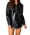 Buddylove Brielle Vegan Leather Button Up Top In Black In Black