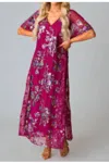 Buddylove Butterfly Sparkle Maxi Dress In Wine In Multi