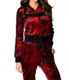 Buddylove Carmela Velour Track Jacket In Lava Rock In Red