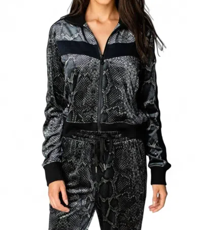 Buddylove Carmela Velour Track Jacket In Olive In Black