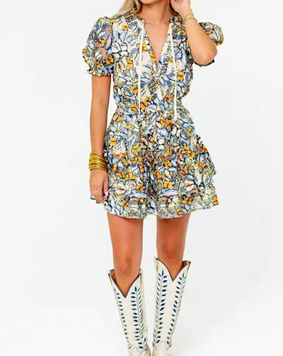 Buddylove Clementine Elastic Waist Mini Dress In Meadow In Multi