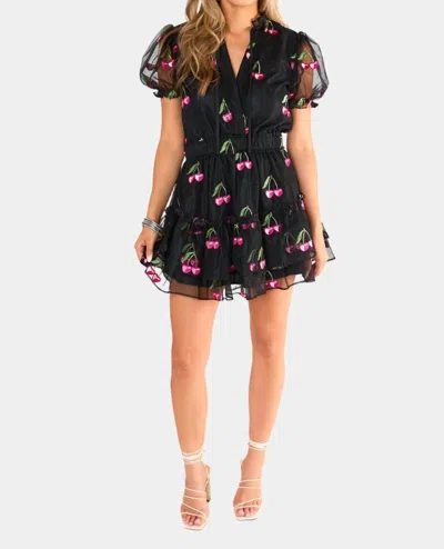 Buddylove Clementine Wild Cherries Dress In Black With Cherries In Multi