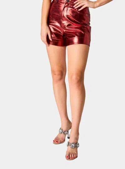 Buddylove Court High-waisted Metallic Shorts In Red