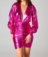 Buddylove Cyrus Metallic Short Dress In Fuchsia In Pink
