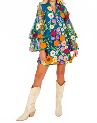 Buddylove Davis Flower Dress In Blue In Green