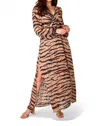 Buddylove Desirae Long Sleeve Maxi Dress In Stampede In Beige