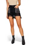 Buddylove Elvis Crystal Fringe Denim Shorts In Black In Black