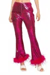 Buddylove Feather Sequin Pants In Fuchsia In Pink