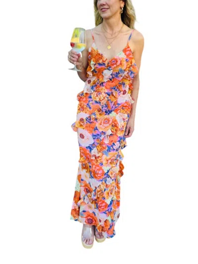 Buddylove Finley See Ya Later Maxi Dress In Orange Floral In Multi