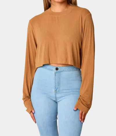 Buddylove Frannie Long Sleeve Crop Top In Fawn