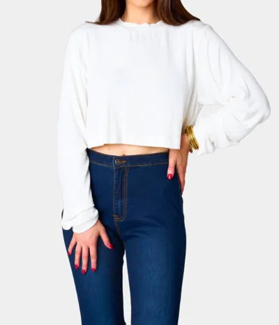 Buddylove Frannie Long Sleeve Crop Top In White