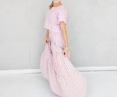 Buddylove Gingham Set In Pink And White