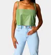 Buddylove Girly Girl Rhinestone Top In Green In Green