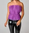 BUDDYLOVE GISELLE IRIS PLEATED TULLE STRAPLESS CROP TOP IN PURPLE