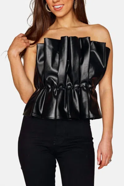 Buddylove Giselle Pleated Strapless Top In Black