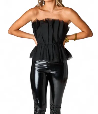 Buddylove Giselle Pleated Strapless Top In Jet Black