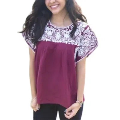 Buddylove Greek Top In Maroon In Purple
