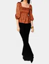 BUDDYLOVE GWENDOLYN PEPLUM TOP IN COGNAC