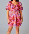 Buddylove Hannah Elastic Waist Mini Dress In Daisy Days In Multi