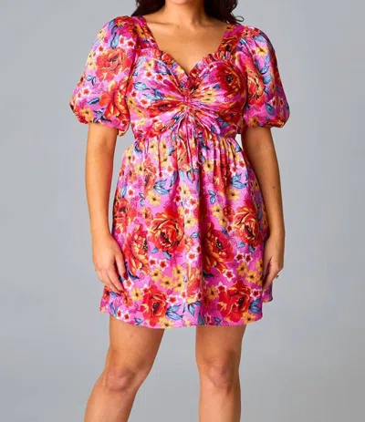 Buddylove Hannah Elastic Waist Mini Dress In Daisy Days In Multi
