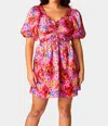 Buddylove Hannah Elastic Waist Mini Dress In Daisy Days In Multi