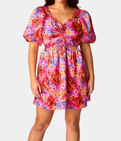 Buddylove Hannah Elastic Waist Mini Dress In Daisy Days In Multi