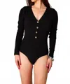 Buddylove Harper Long Sleeve Button Up Bodysuit In Black In Black