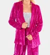Buddylove Heff Crushed Blazer In Velvet In Pink