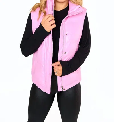 Buddylove Helen Vegan Leather Puffer Vest In Pink
