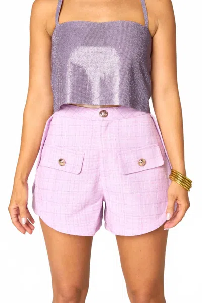 Buddylove High Waisted Tweed Shorts In Lavender In Purple
