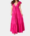 Buddylove Holland Tiered Maxi Dress In Raspberry In Multi