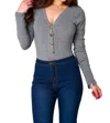 BUDDYLOVE HOLLY LONG SLEEVE BUTTON UP BODYSUIT IN GREY
