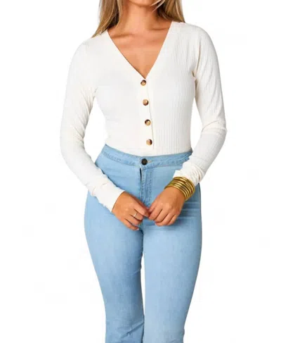 Buddylove Holly Long Sleeve Button Up Bodysuit In White
