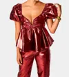 Buddylove Houston Puff Sleeve Top In Bronze In Brown