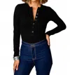 Buddylove Ivy Henley Button Front Bodysuit In Black In Black