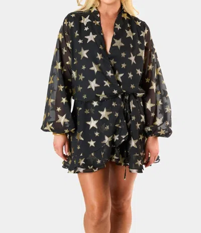 Buddylove Jace Super Nova Romper In Black With Gold Stars In Multi