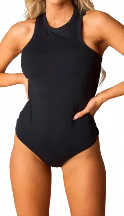 Buddylove Jada Racerback Panther Bodysuit In Black