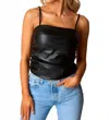 Buddylove Vegan Leather Cropped Tank Top In Black In Black