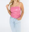 Buddylove Jolie Vegan Leather Cropped Tank Top In Bubble Gum